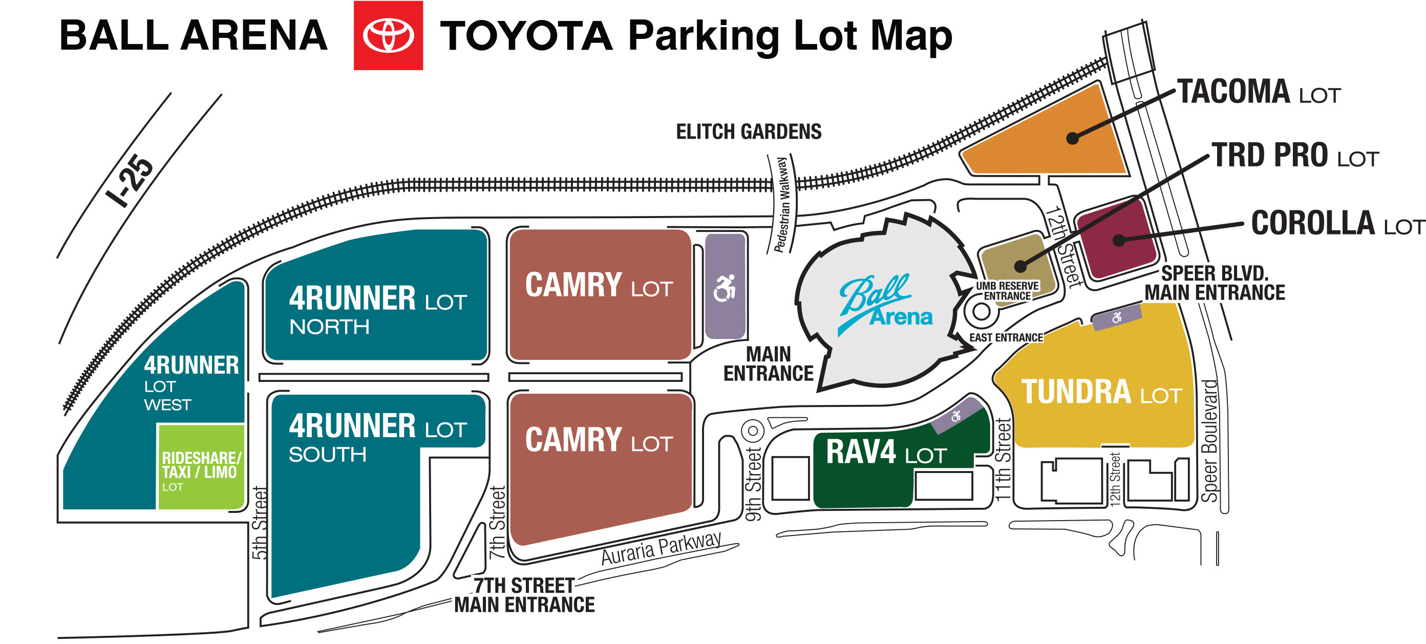 Ball Arena Parking map
